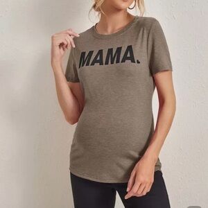 Short sleeve shirt with “MAMA” Size Medium, brown and black NWOT